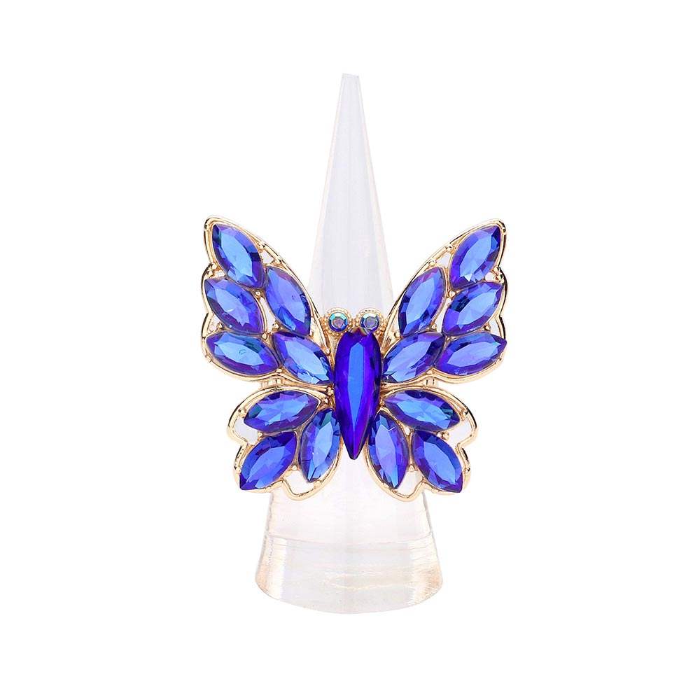 Marquise Stone Cluster Butterfly Stretch Ring - Madeline Love - Flyclothing LLC