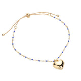 Metal Heart Charm Beads Station Pull Tie Cinch Bracelet - Madeline Love - Flyclothing LLC