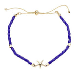 Metal Starfish Pointed Faceted Beaded Pull Tie Cinch Bracelet - Madeline Love - Flyclothing LLC
