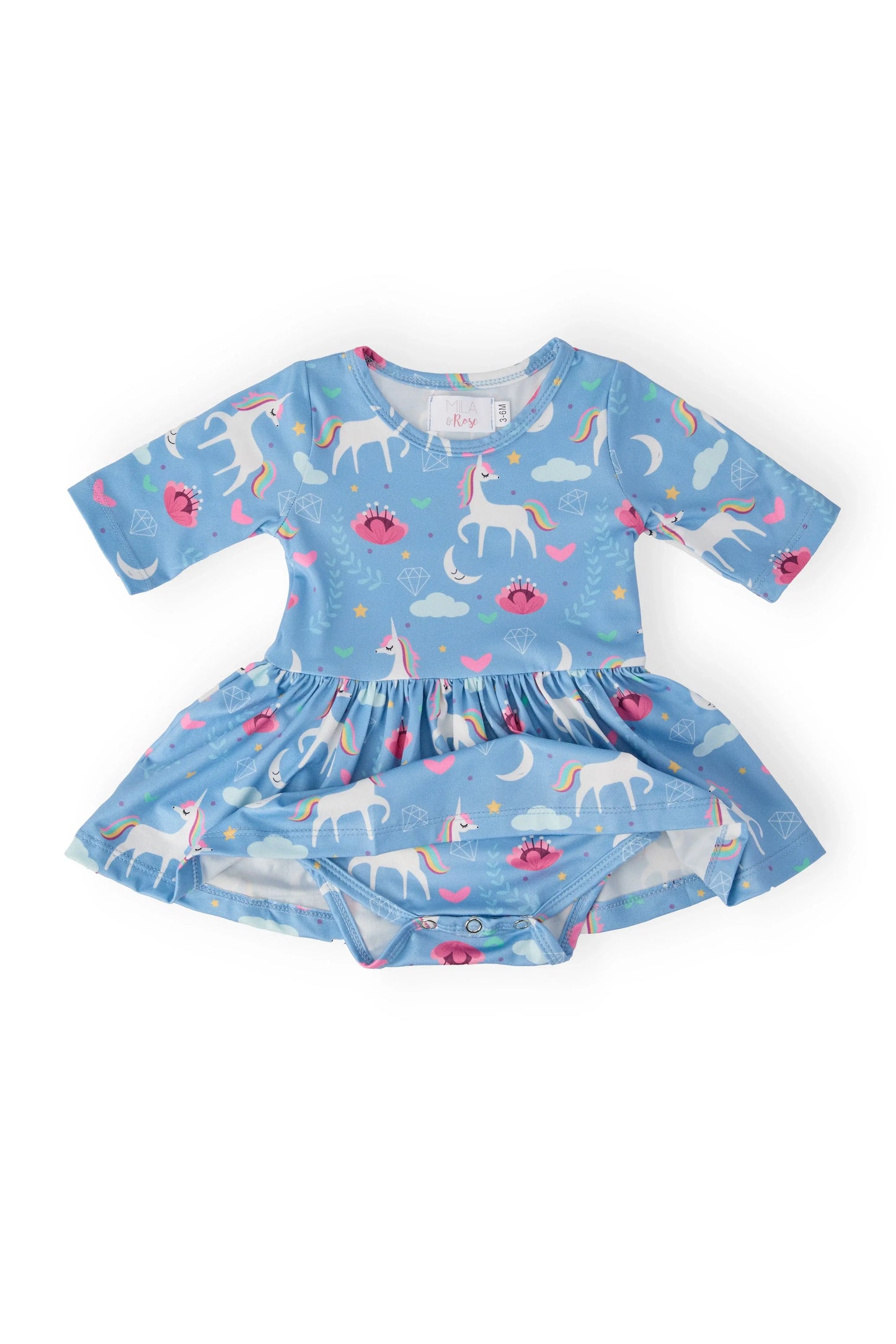 Blue Moon 3/4 Sleeve Twirl Bodysuit - Mila & Rose ® - Flyclothing LLC