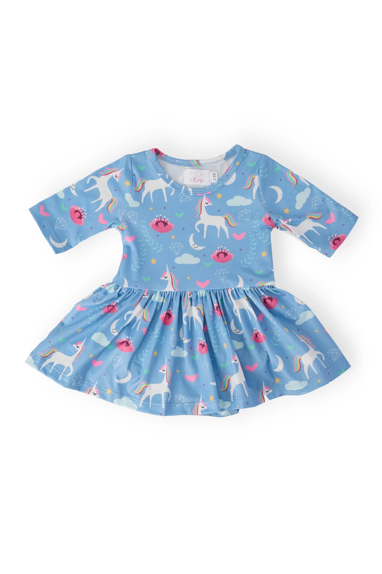 Blue Moon 3/4 Sleeve Twirl Bodysuit - Mila & Rose ® - Flyclothing LLC