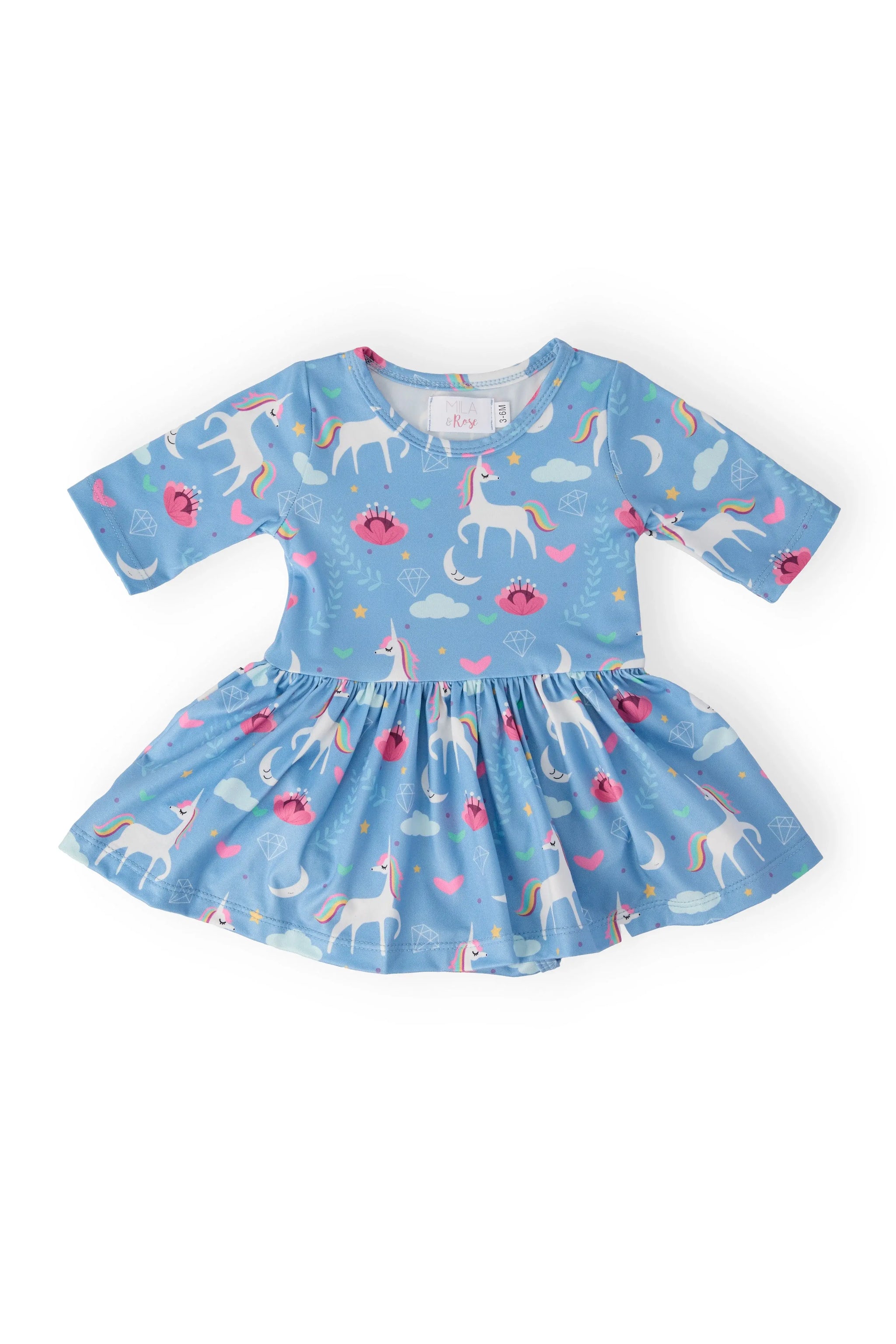 Blue Moon 3/4 Sleeve Twirl Bodysuit - Mila & Rose ® - Flyclothing LLC