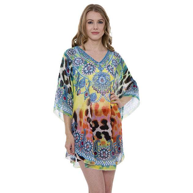 Mixed Print Cover Up Poncho - Madeline Love - Flyclothing LLC