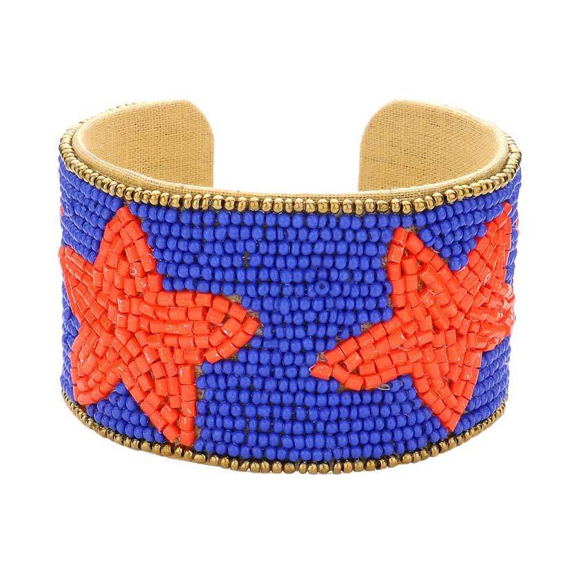 Game Day Beaded Star Accented Cuff Bracelet - Madeline Love - Flyclothing LLC