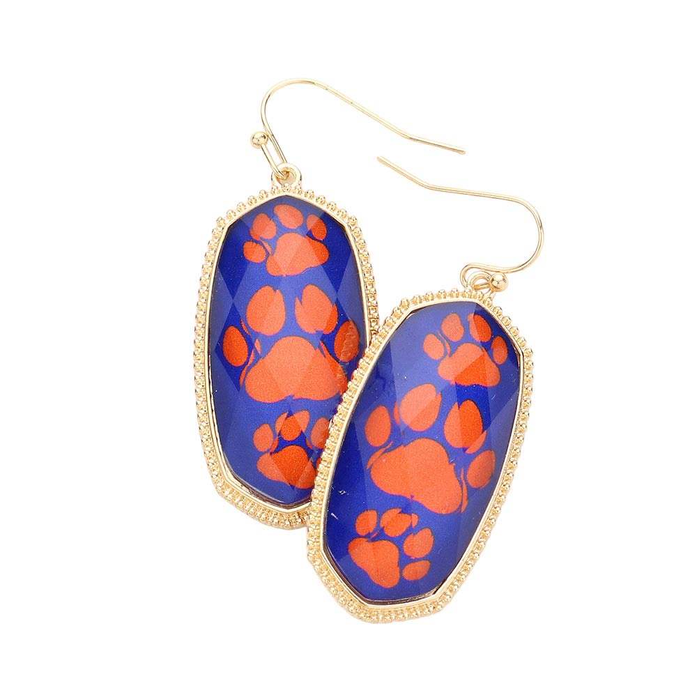 Game Day Triple Paw Pointed Hexagon Dangle Earrings - Madeline Love - Flyclothing LLC