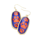 Game Day Triple Paw Pointed Hexagon Dangle Earrings - Madeline Love - Flyclothing LLC
