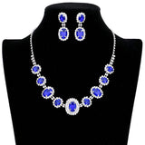 Oval Stone Accented Rhinestone Trimmed Necklace - Madeline Love - Flyclothing LLC