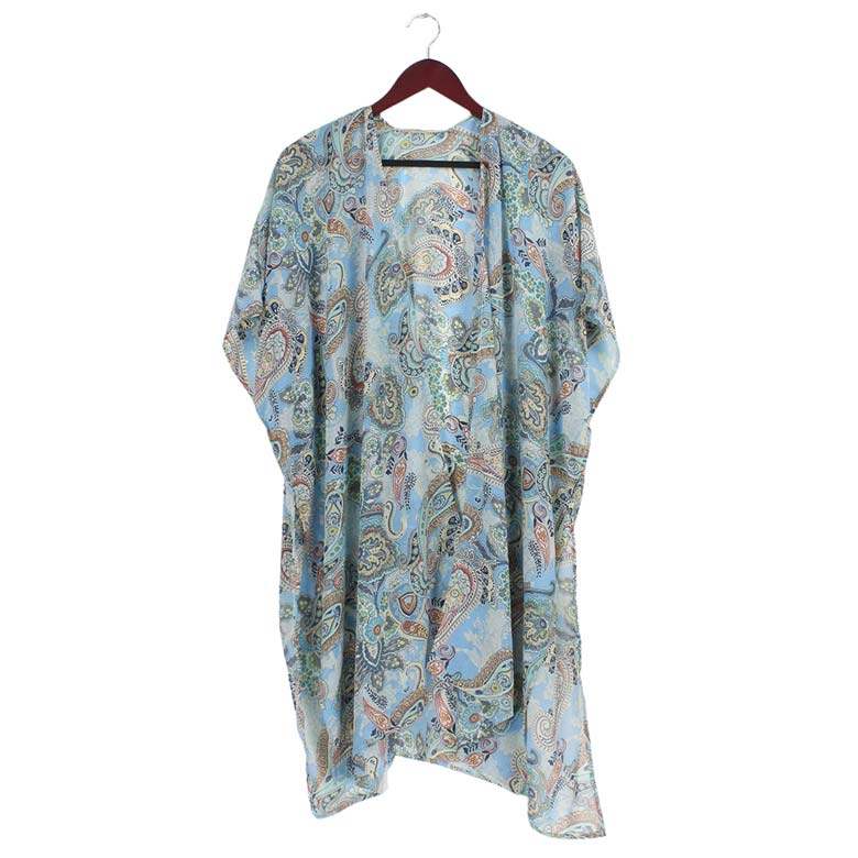 Paisley Patterned Cover Up Kimono Poncho - Madeline Love - Flyclothing LLC