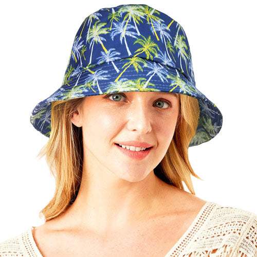 Palm Tree Printed Bucket Hat - Madeline Love - Flyclothing LLC