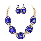 Pave Trim Glass Crystal Link Necklace - Madeline Love - Flyclothing LLC