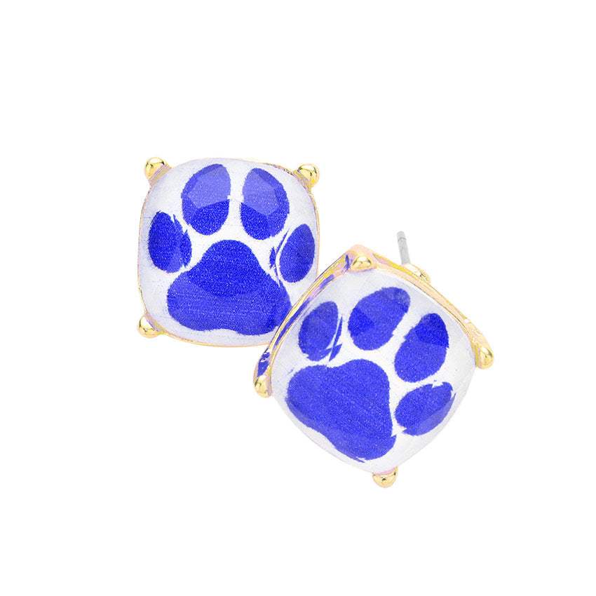 Paw Accented Square Stud Earrings - Madeline Love - Flyclothing LLC