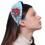 Pearl Sequin Bead Evil Eye Heart Knot Burnout Headband - Madeline Love - Flyclothing LLC