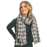Plaid Check Lurex Oblong Scarf - Madeline Love - Flyclothing LLC