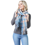 Plaid Check Oblong Scarf With Tassel - Madeline Love - Flyclothing LLC