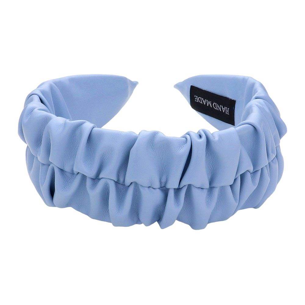 Pleated Solid Faux Leather Headband - Madeline Love - Flyclothing LLC