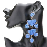 Raffia Wrapped Geometric Metal Link Dangle Earrings - Madeline Love - Flyclothing LLC