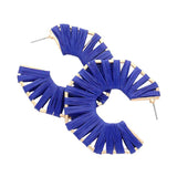 Raffia Wrapped Octagon Hoop Earrings - Madeline Love - Flyclothing LLC