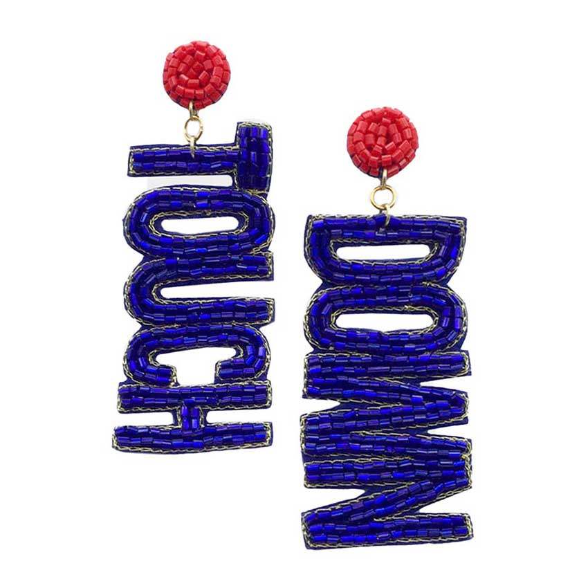 Felt Back Touch Down Message Beaded Dangle Earrings - Madeline Love - Flyclothing LLC