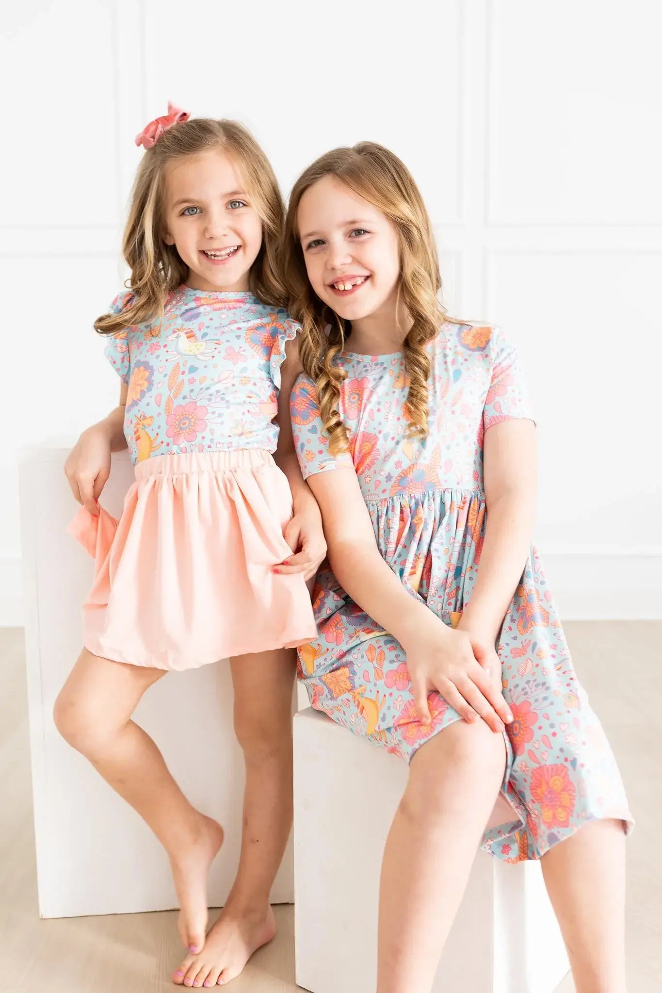SALE Blue Retro Unicorns S/S Pocket Twirl Dress - Mila & Rose ® - Flyclothing LLC