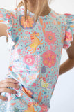 Blue Retro Unicorns S/S Ruffle Tee - Mila & Rose ® - Flyclothing LLC