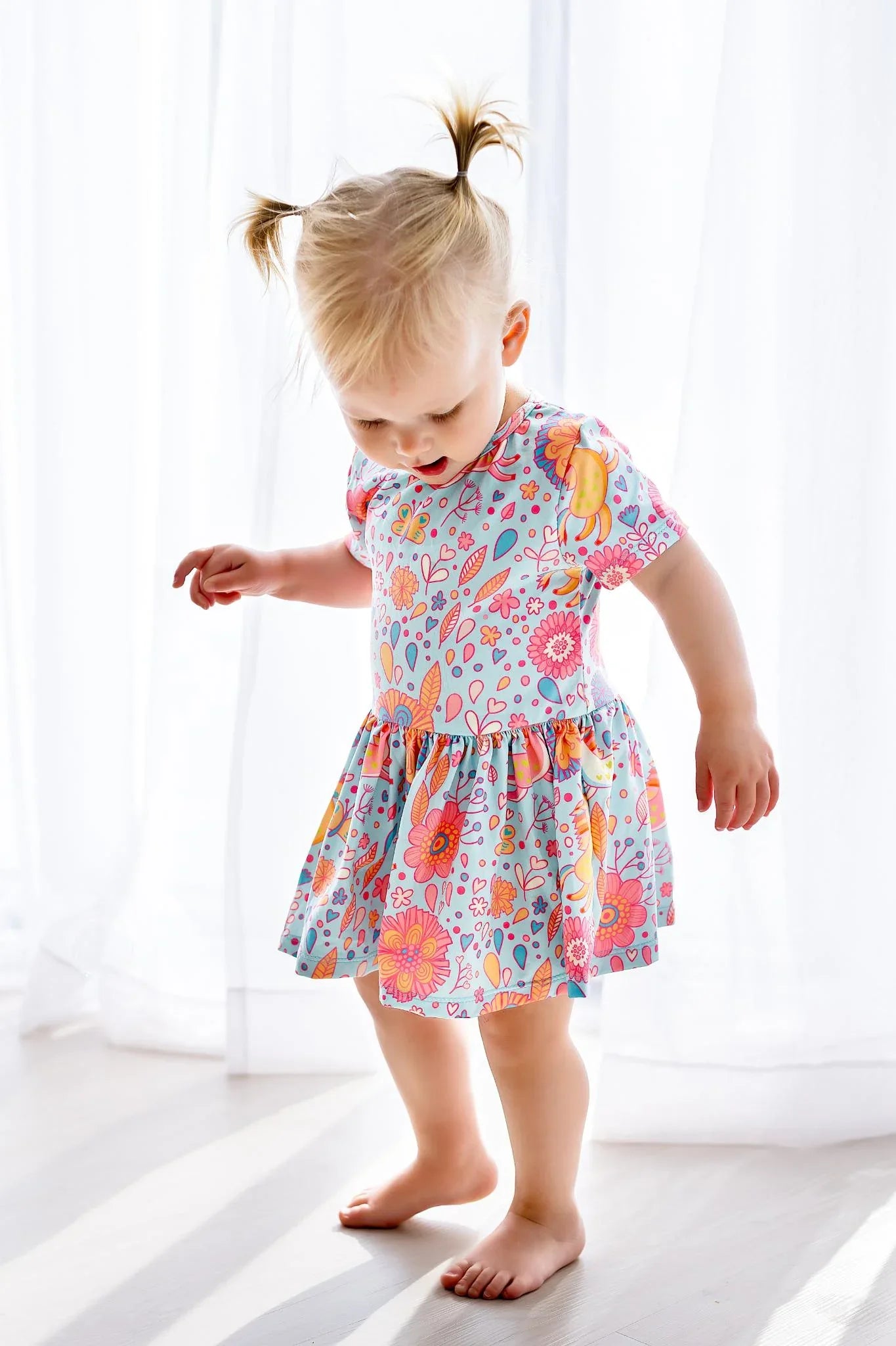 Blue Retro Unicorns S/S Twirl Bodysuit - Mila & Rose ® - Flyclothing LLC