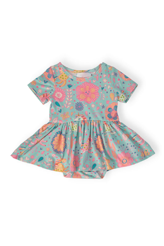 Blue Retro Unicorns S/S Twirl Bodysuit - Mila & Rose ® - Flyclothing LLC