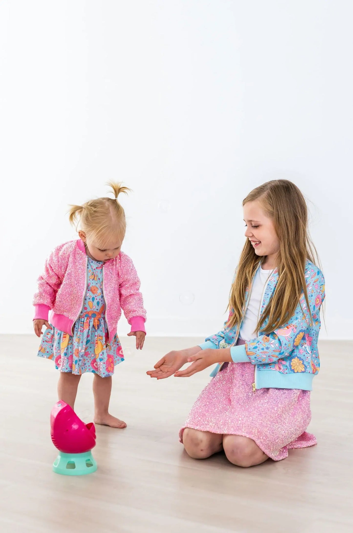 SALE Blue Retro Unicorns Satin Jacket - Mila & Rose ® - Flyclothing LLC