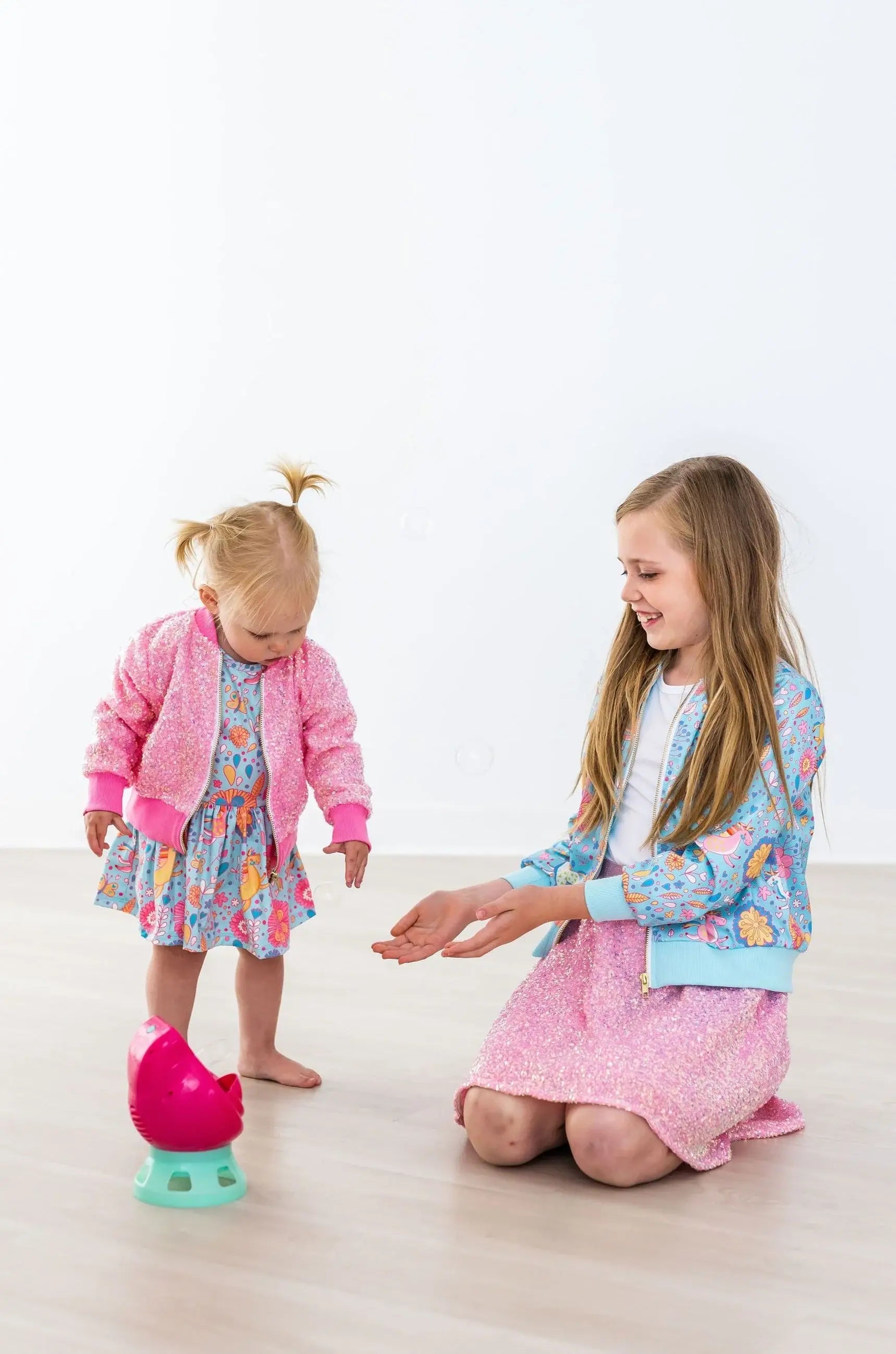 SALE Blue Retro Unicorns Satin Jacket - Mila & Rose ® - Flyclothing LLC