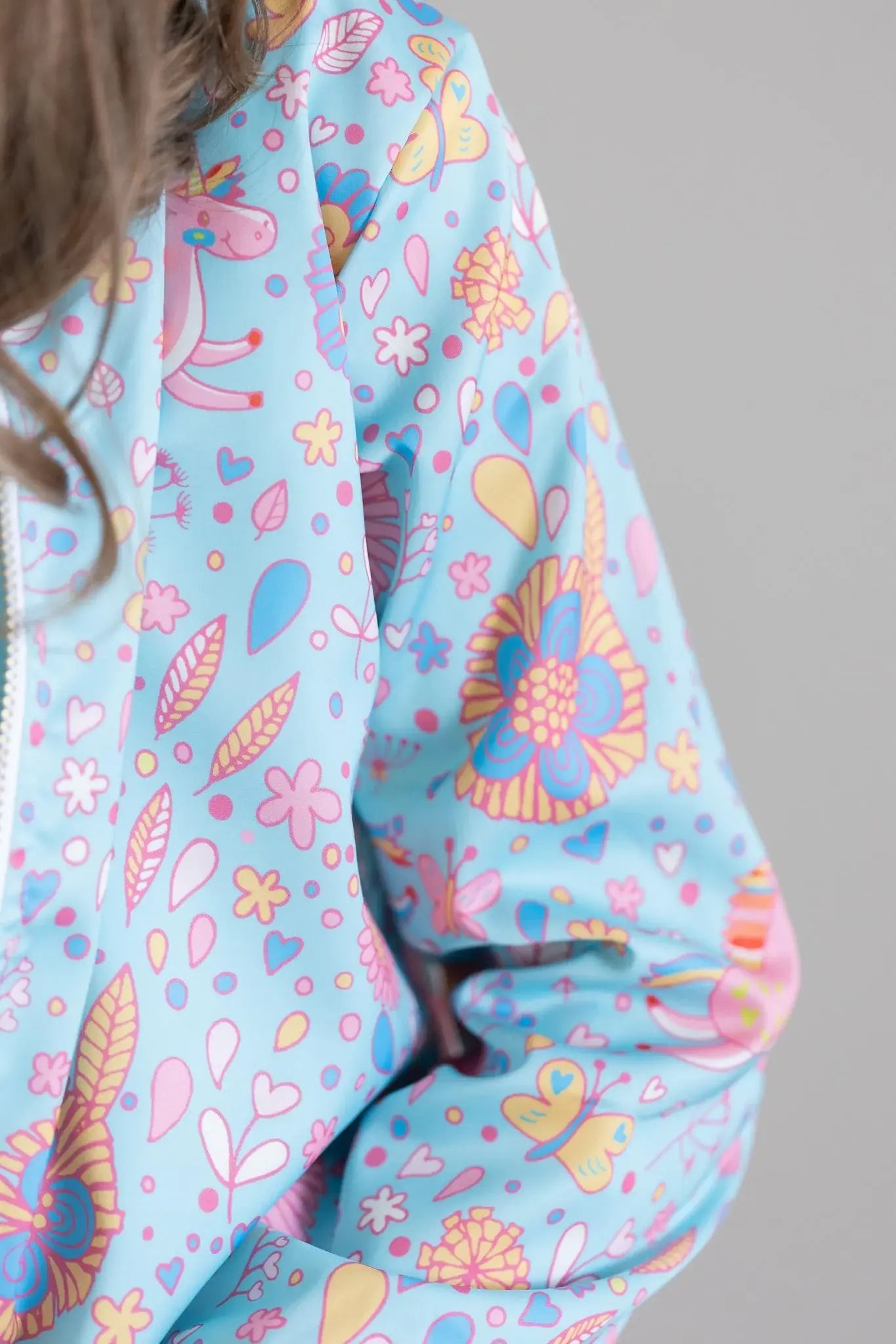 SALE Blue Retro Unicorns Satin Jacket - Mila & Rose ® - Flyclothing LLC