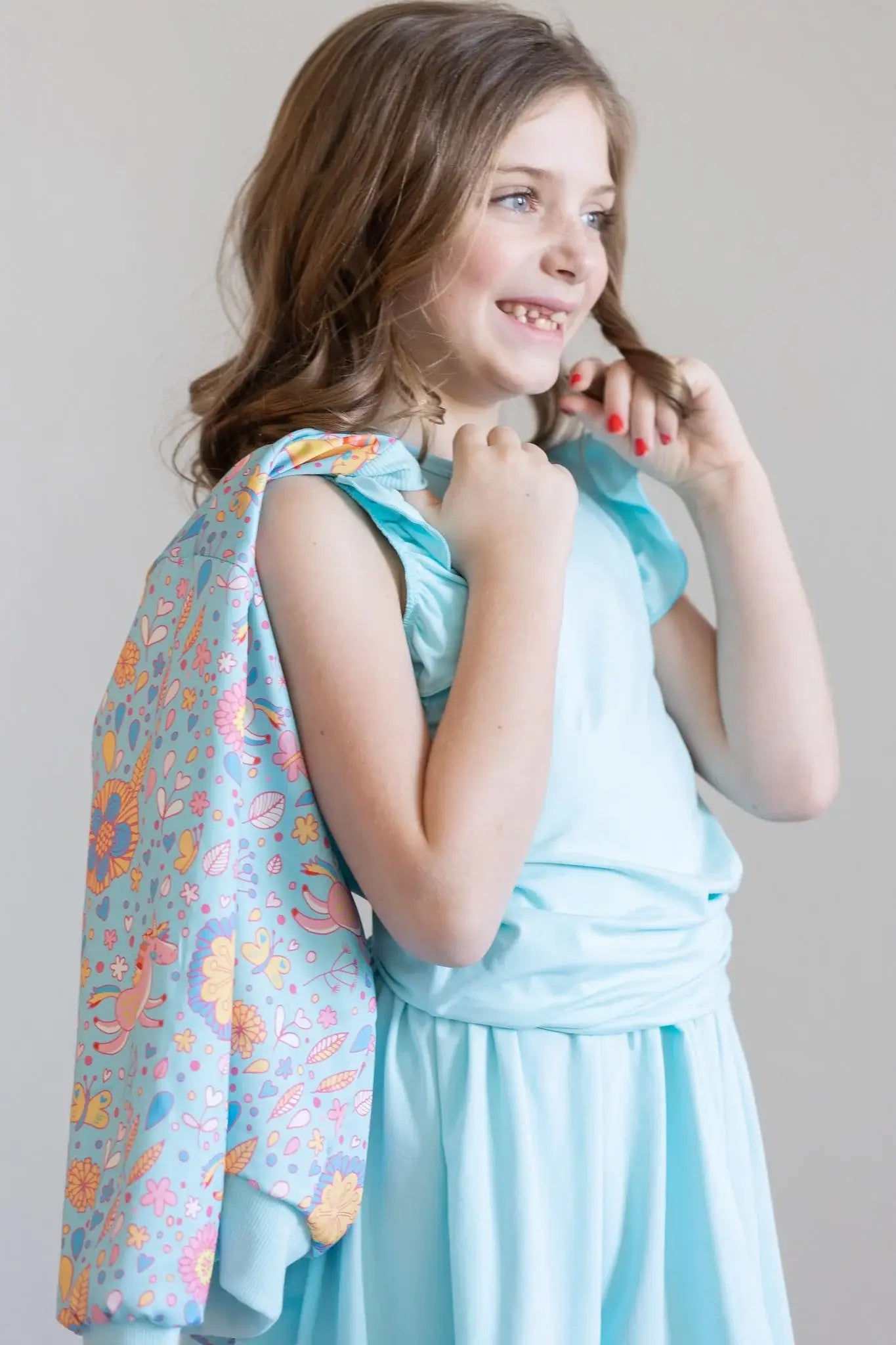 SALE Blue Retro Unicorns Satin Jacket - Mila & Rose ® - Flyclothing LLC