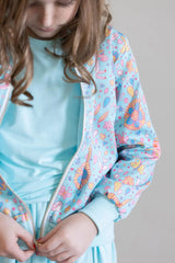 SALE Blue Retro Unicorns Satin Jacket - Mila & Rose ® - Flyclothing LLC