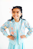 Blue Retro Unicorns Satin Jacket - Mila & Rose ® - Flyclothing LLC