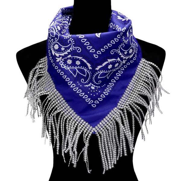 Rhinestone Like Fringe Cowgirl Bandana Scarf - Madeline Love - Flyclothing LLC