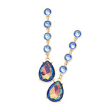 Round Teardrop Stone Link Dangle Evening Earrings - Madeline Love - Flyclothing LLC