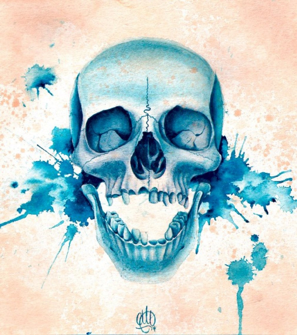 Black Market Art Company Blue Skull Print