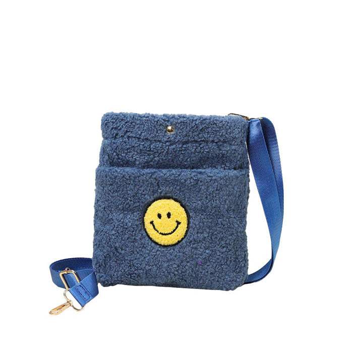 Smile Pointed Sherpa Rectangle Crossbody Bag - Madeline Love - Flyclothing LLC