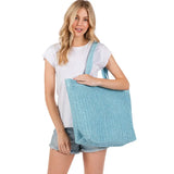 Solid Crochet Straw Tote Bag / Beach Bag - Madeline Love - Flyclothing LLC