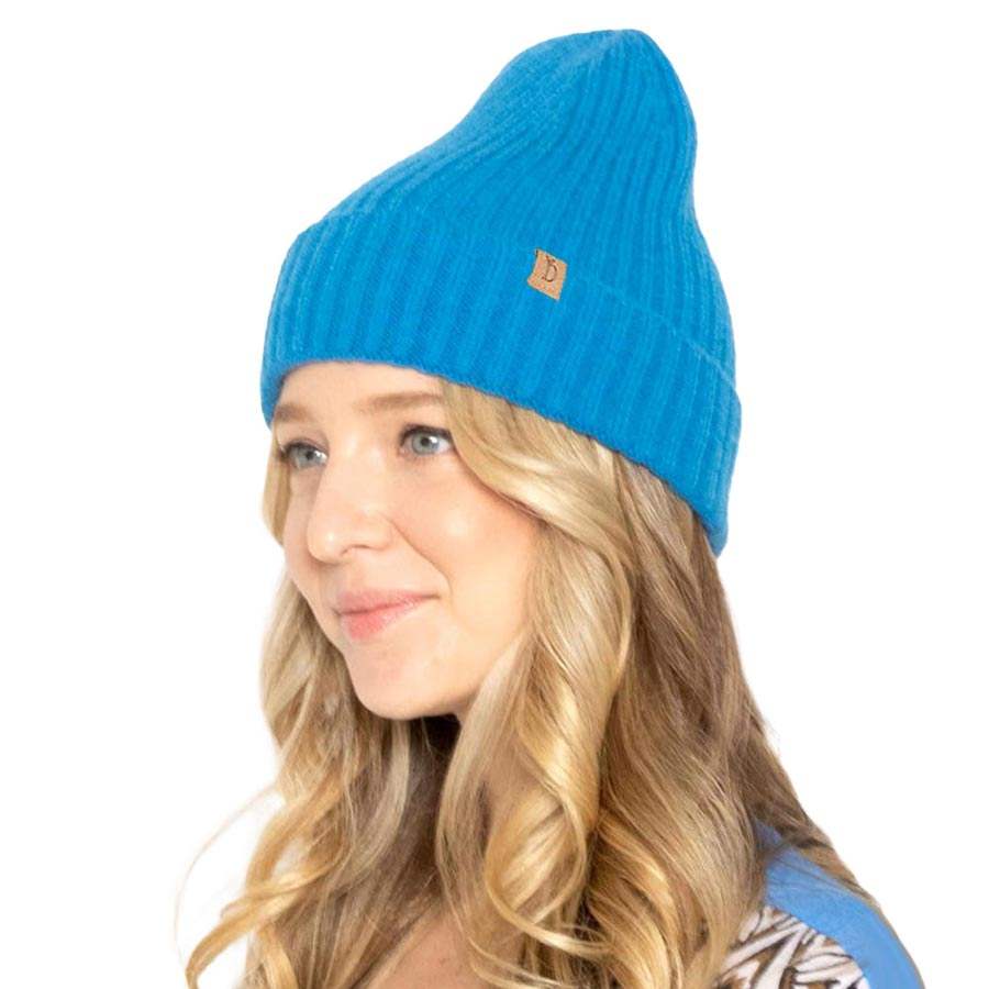 Solid Ribbed Cuff Beanie Hat - Madeline Love - Flyclothing LLC