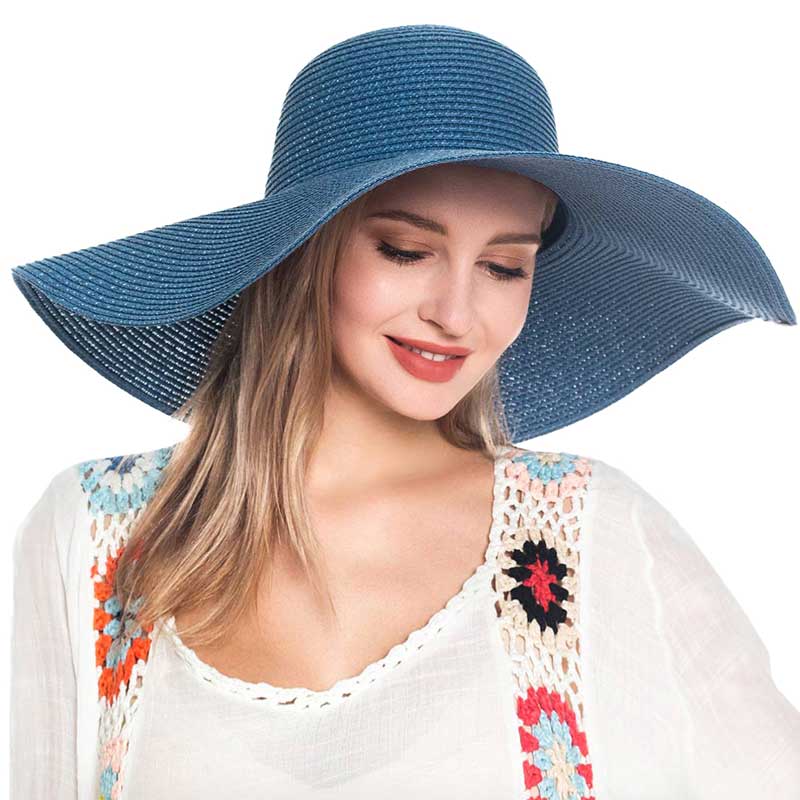 Solid Floppy Straw Sun Hat - Madeline Love - Flyclothing LLC