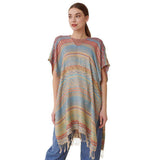 Stripe Tassel Kaftan Poncho - Madeline Love - Flyclothing LLC
