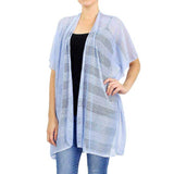 Striped Net Cover Up Kimono Poncho - Madeline Love - Flyclothing LLC