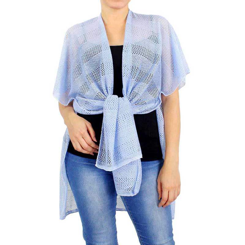 Striped Net Cover Up Kimono Poncho - Madeline Love - Flyclothing LLC