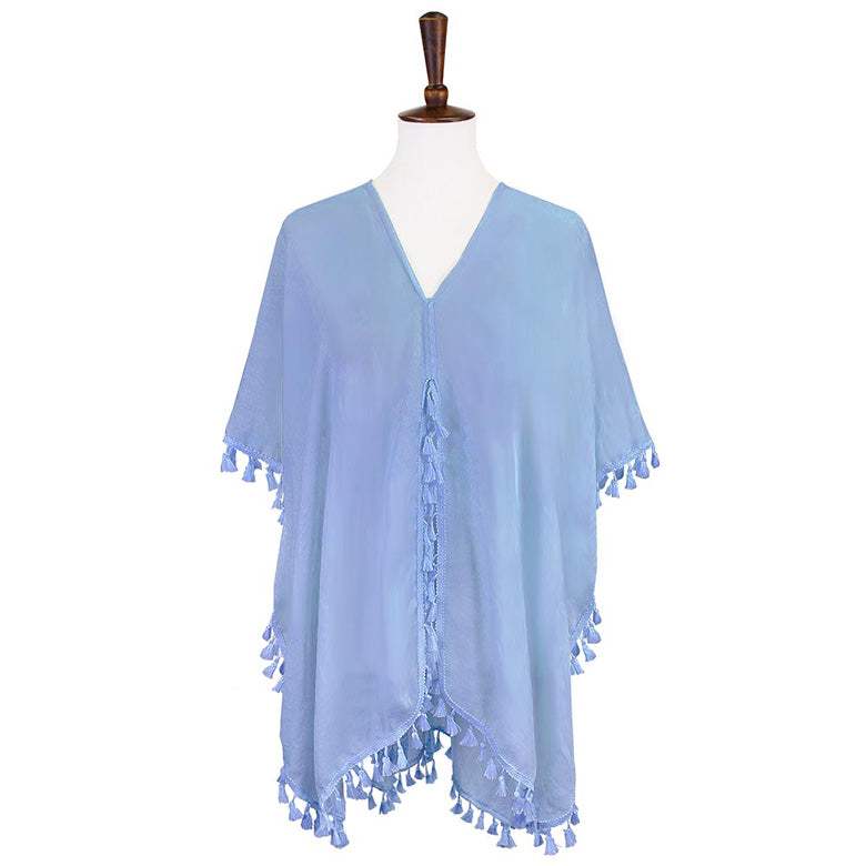 Tassel Trimmed Solid Cover Up - Madeline Love - Flyclothing LLC
