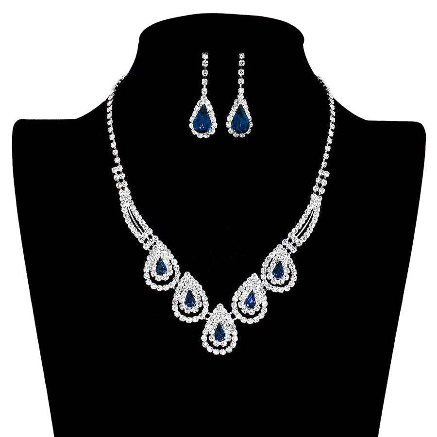 Teardrop Accented Rhinestone Necklace - Madeline Love - Flyclothing LLC