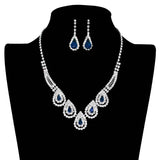 Teardrop Accented Rhinestone Necklace - Madeline Love - Flyclothing LLC