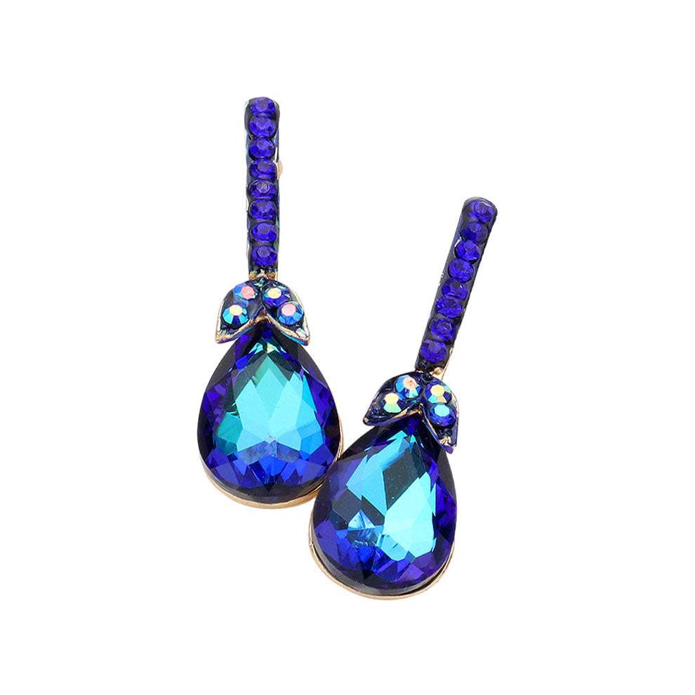 Teardrop Stone Accented Evening Earrings - Madeline Love - Flyclothing LLC