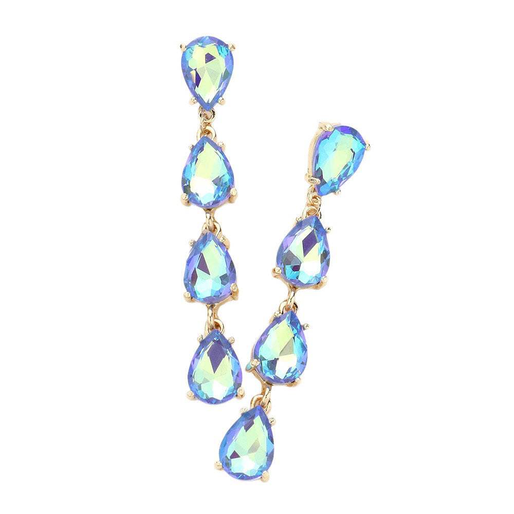 Teardrop Stone Link Dangle Evening Earrings - Madeline Love - Flyclothing LLC