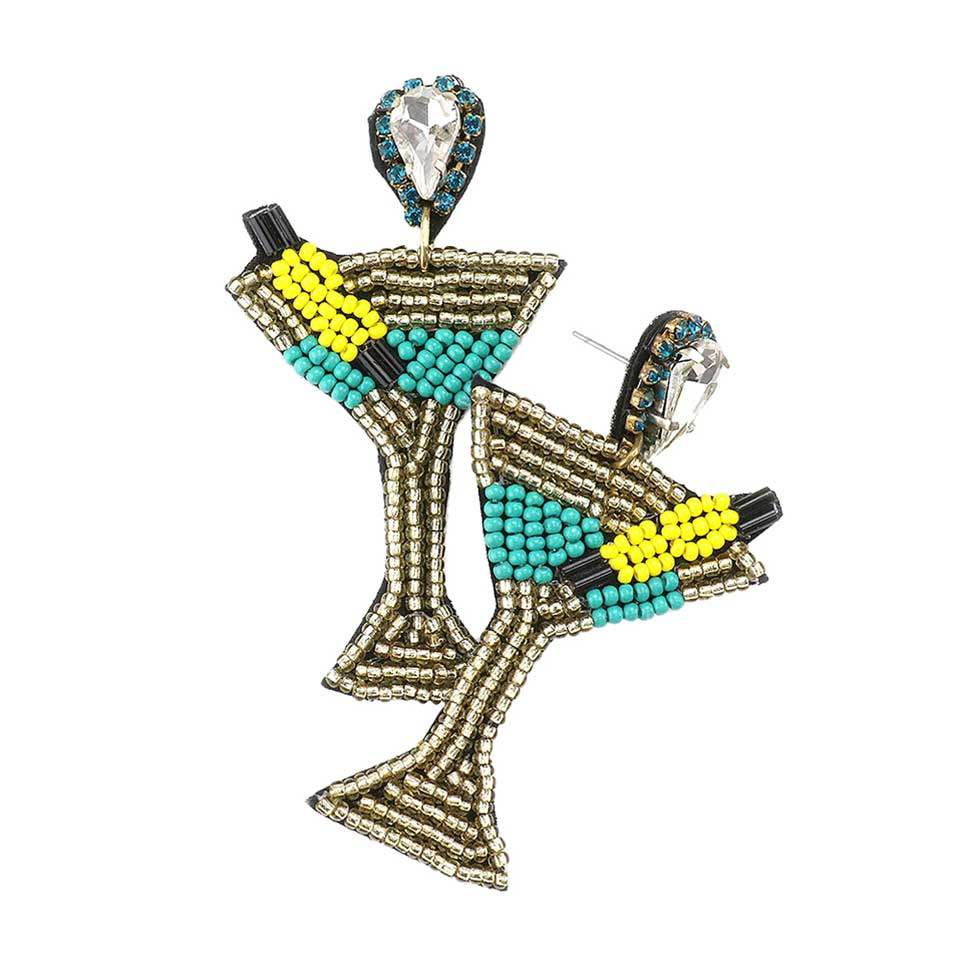 Teardrop Stone Seed Bead Cocktail Earrings - Madeline Love - Flyclothing LLC