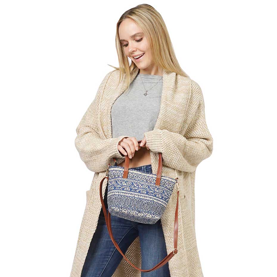 Tribal Patterned Tote Crossbody Bag - Madeline Love - Flyclothing LLC