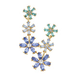 Triple Flower Link Dangle Evening Earrings - Madeline Love - Flyclothing LLC